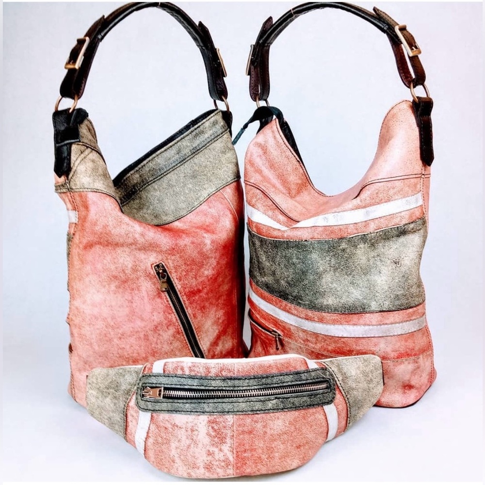 One of a Kind Rogato Upcycled Leather Hobo Bag • Handmade in Portugal